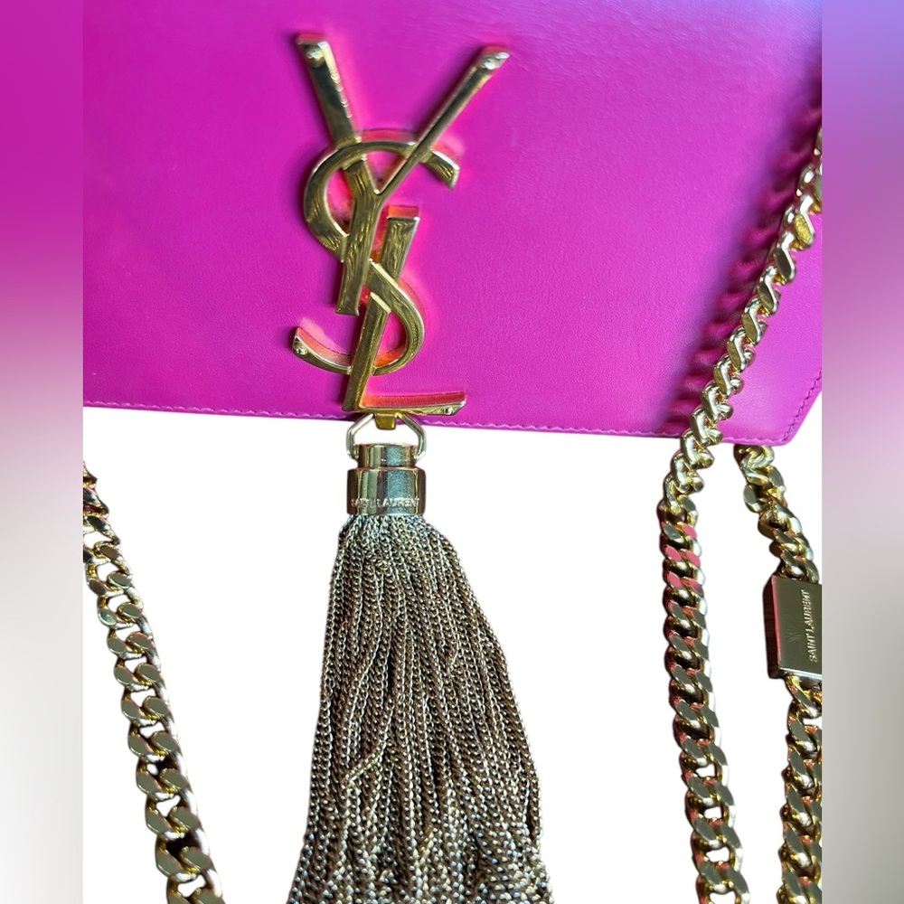 Ysl Fuchsia Tassel Two Way Chain Crossbody Small … - image 5